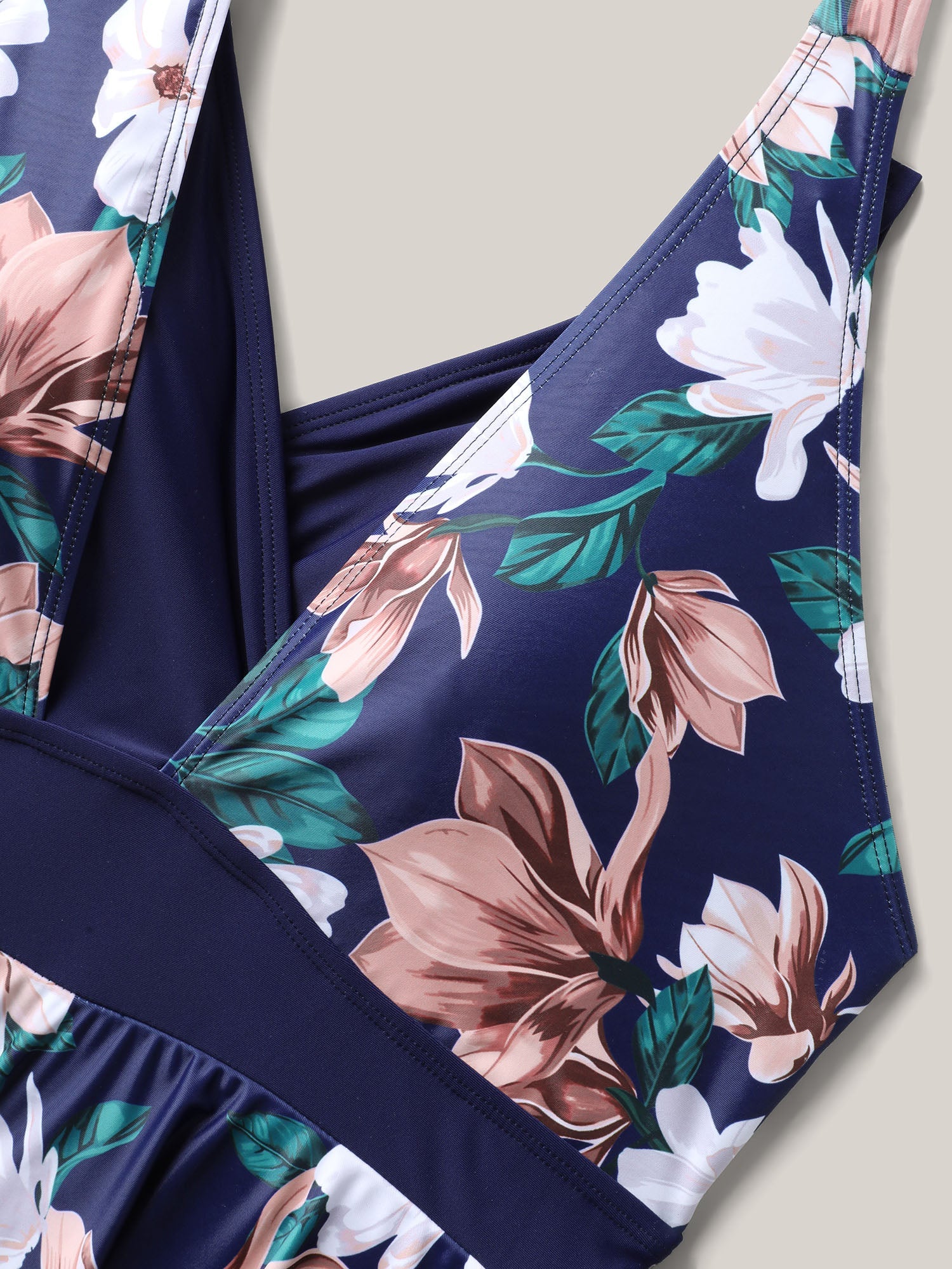 Floral Print Color Block Swim Dress