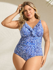 Boho Print Ruffled One-Piece Swimsuit