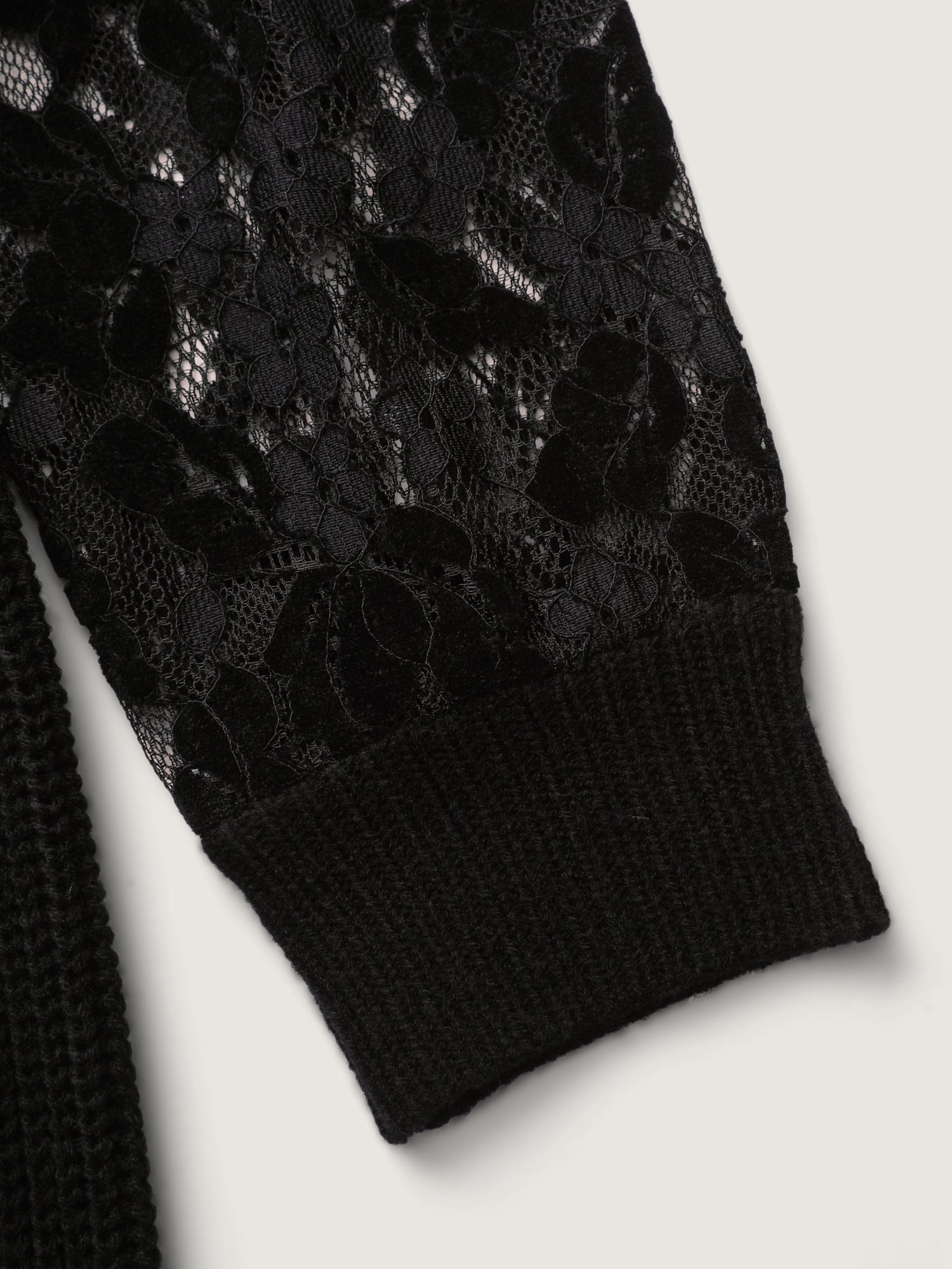 Sheer Lace Sleeve Patchwork Sweater Dress