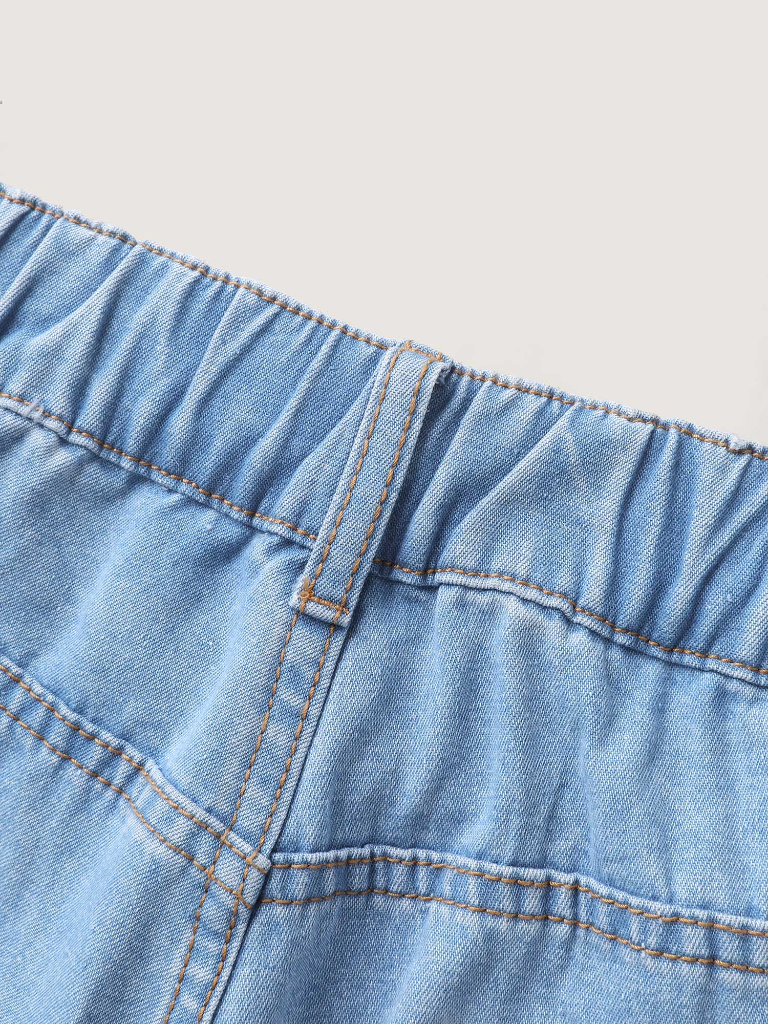 Stretchy Waist Flared Hem Jeans