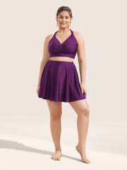 Solid Pocket Ruffles Swim Skirt