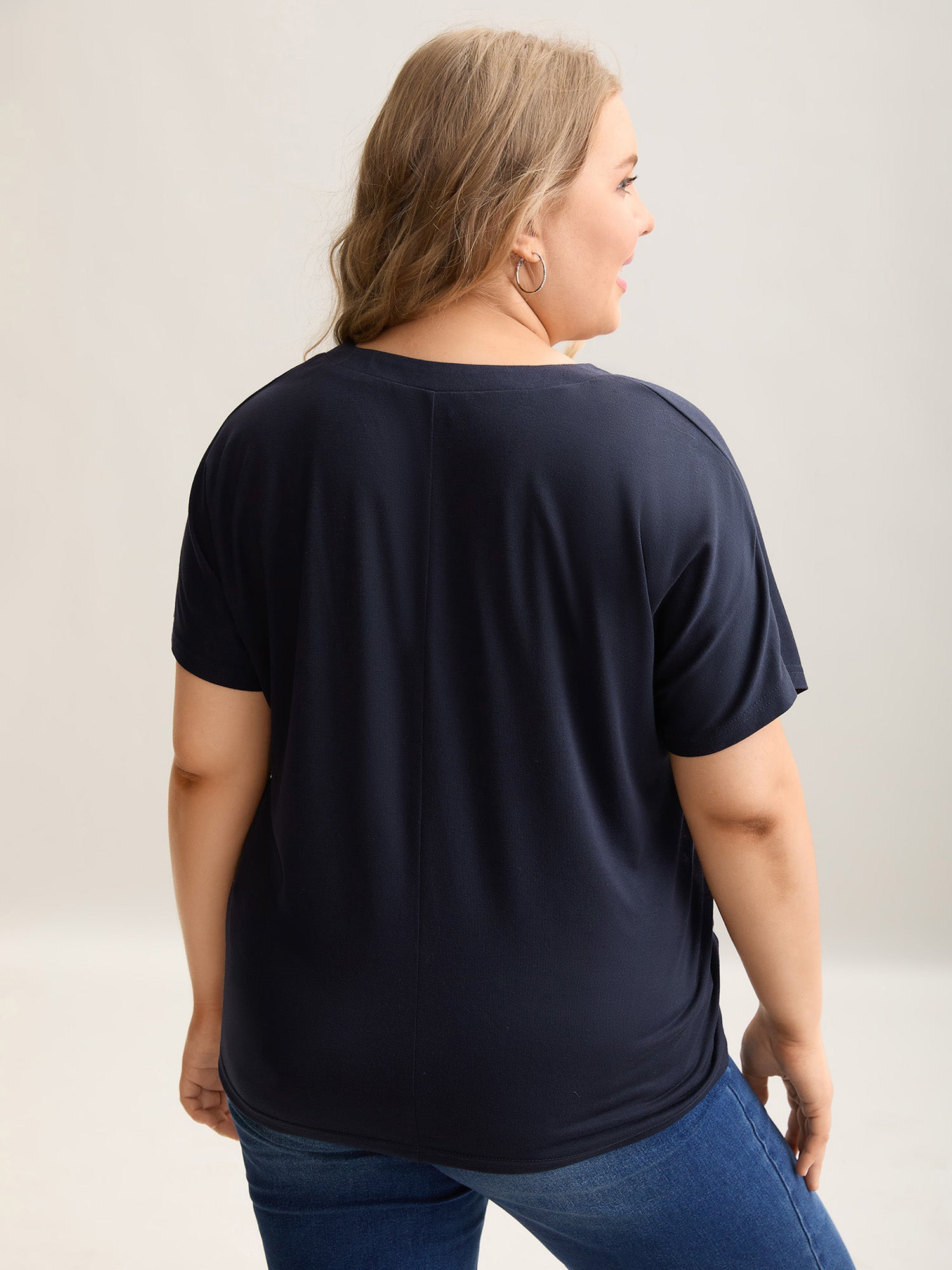 Stretchy Striped Button Front T-Shirt