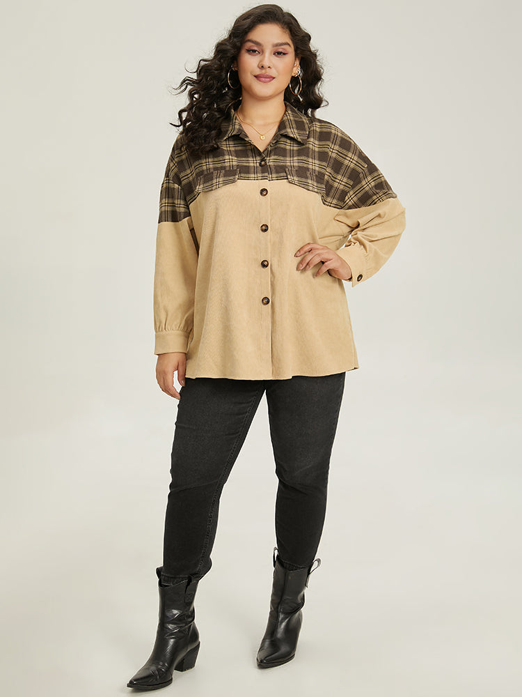 Plaid Button Through Patchwork Contrast Jacket