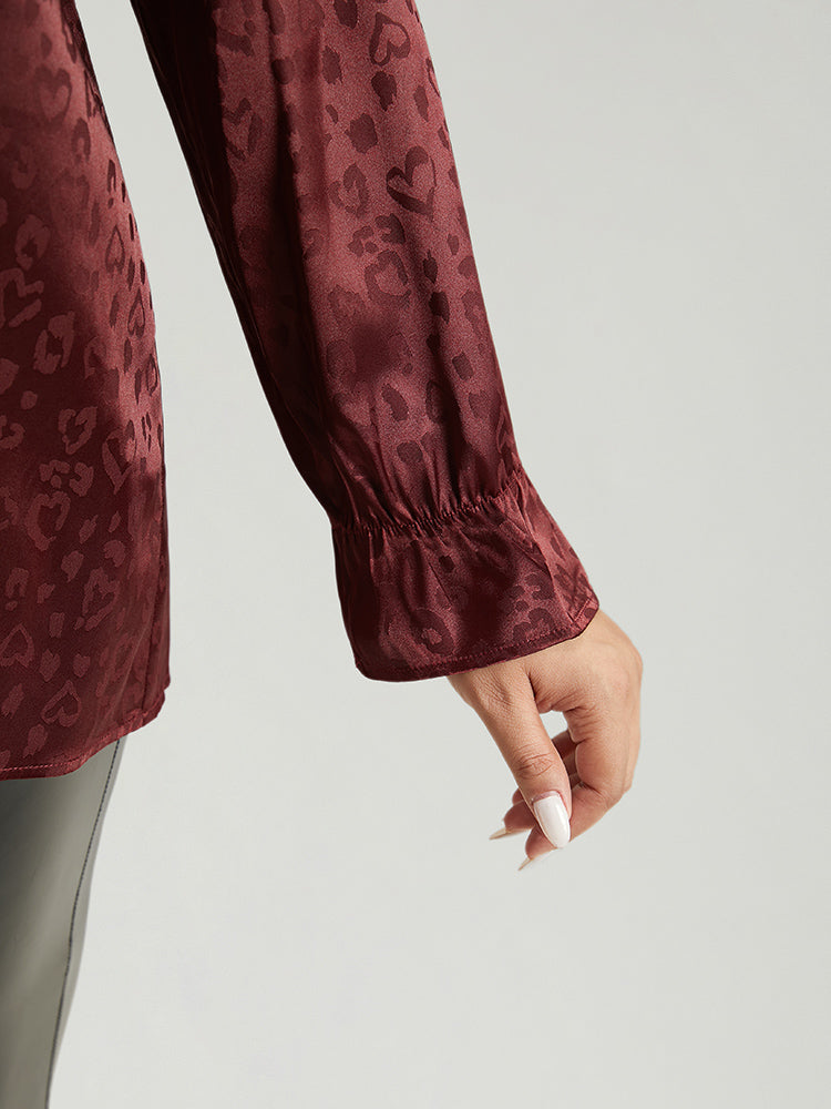 Solid Knot Neck Frill Trim Flutter Sleeve Blouse