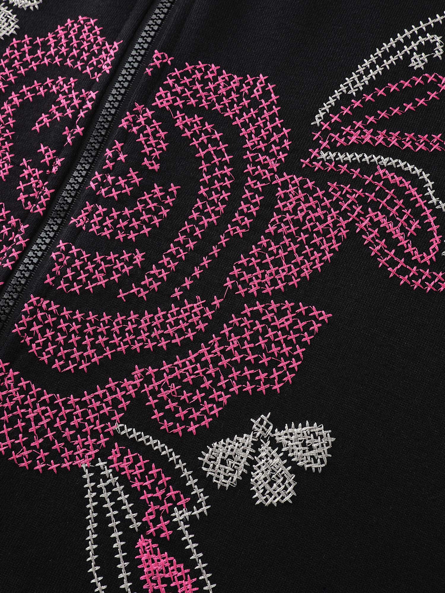 Nostalgic Rose Embroidery Drawstring Hoodie