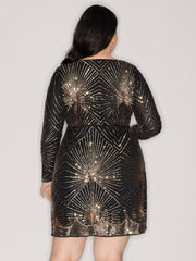 Shimmery Sequin Sheer Zipper Midi Dress