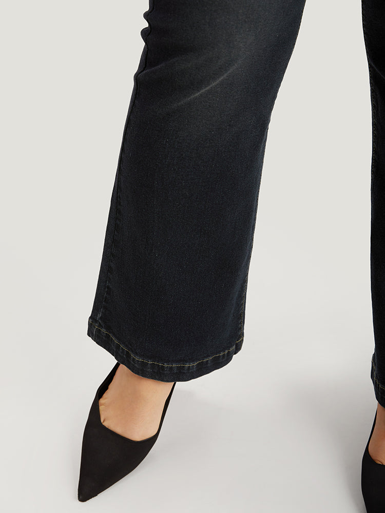 Plain Flare Leg Dark Wash Jeans
