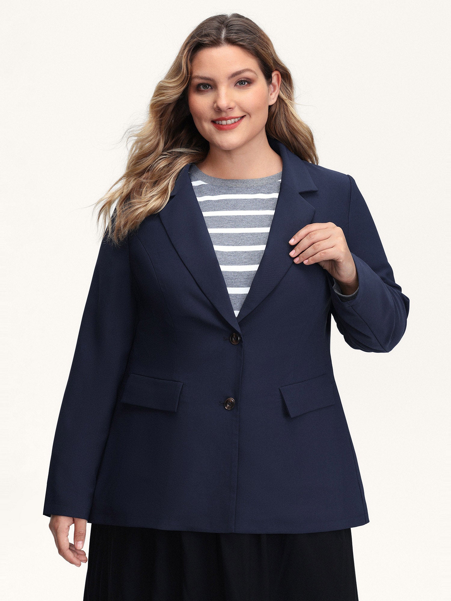 Bowknot Back Split Hem Contrast Blazer