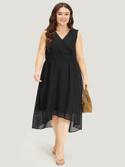 Solid Pocket Wrap High Low Hem Tank Dress