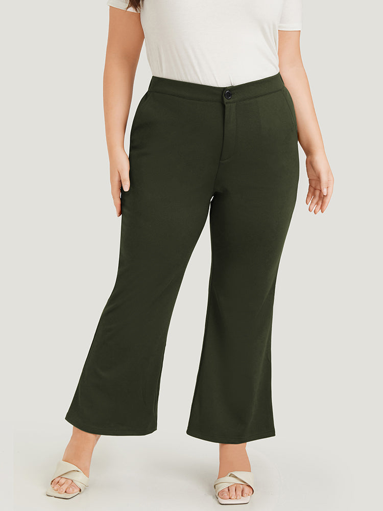 Solid Flare Leg Pocket Pants
