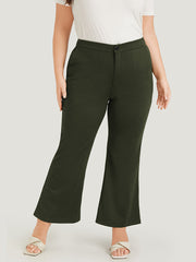 Solid Flare Leg Pocket Pants