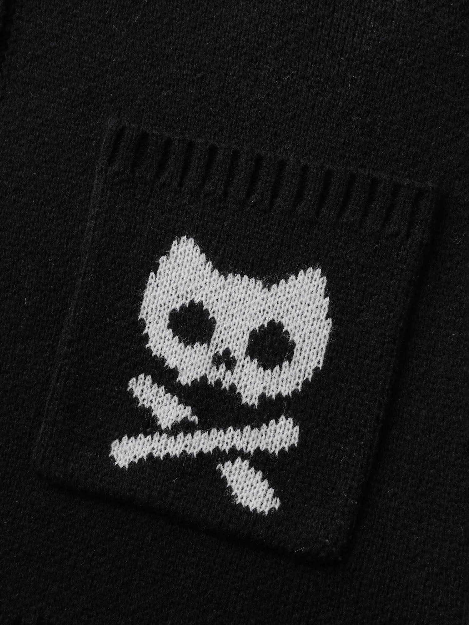 Skull Print Shawl Collar Knit Cardigan