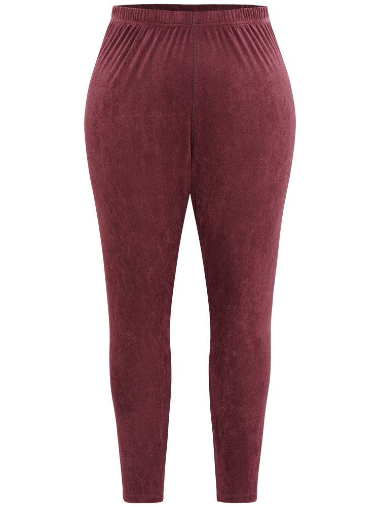 Solid Elastic Waist Texture Very Stretchy Leggings