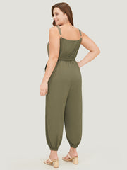Solid Pocket Zip Up Cami Jumpsuit