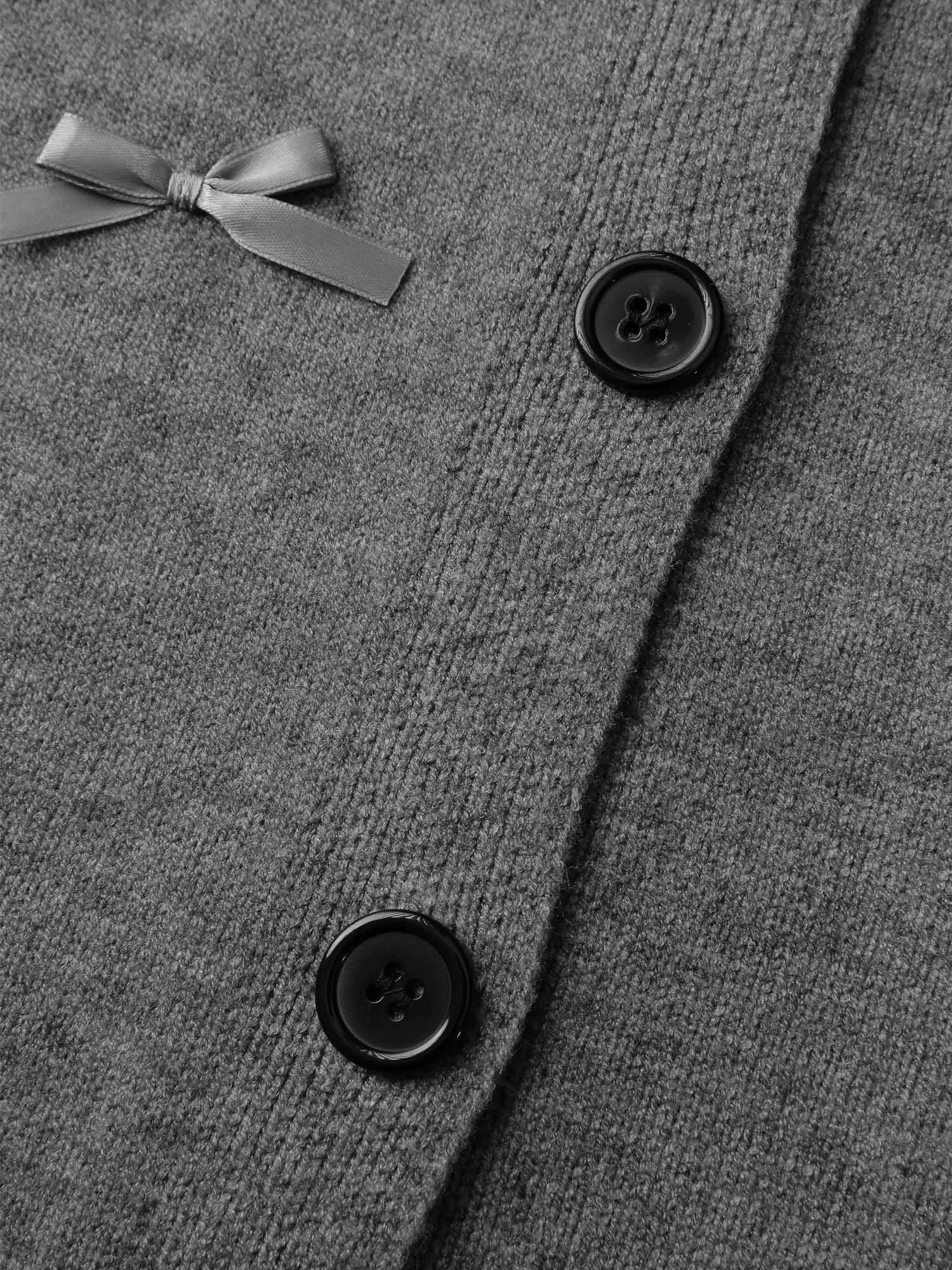 3D Bowknot Round Neck Knit Cardigan