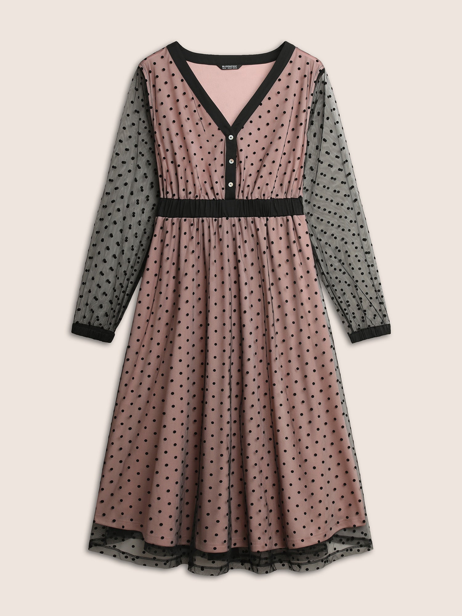 Flocking Polka Dot Tiered Mesh Dress