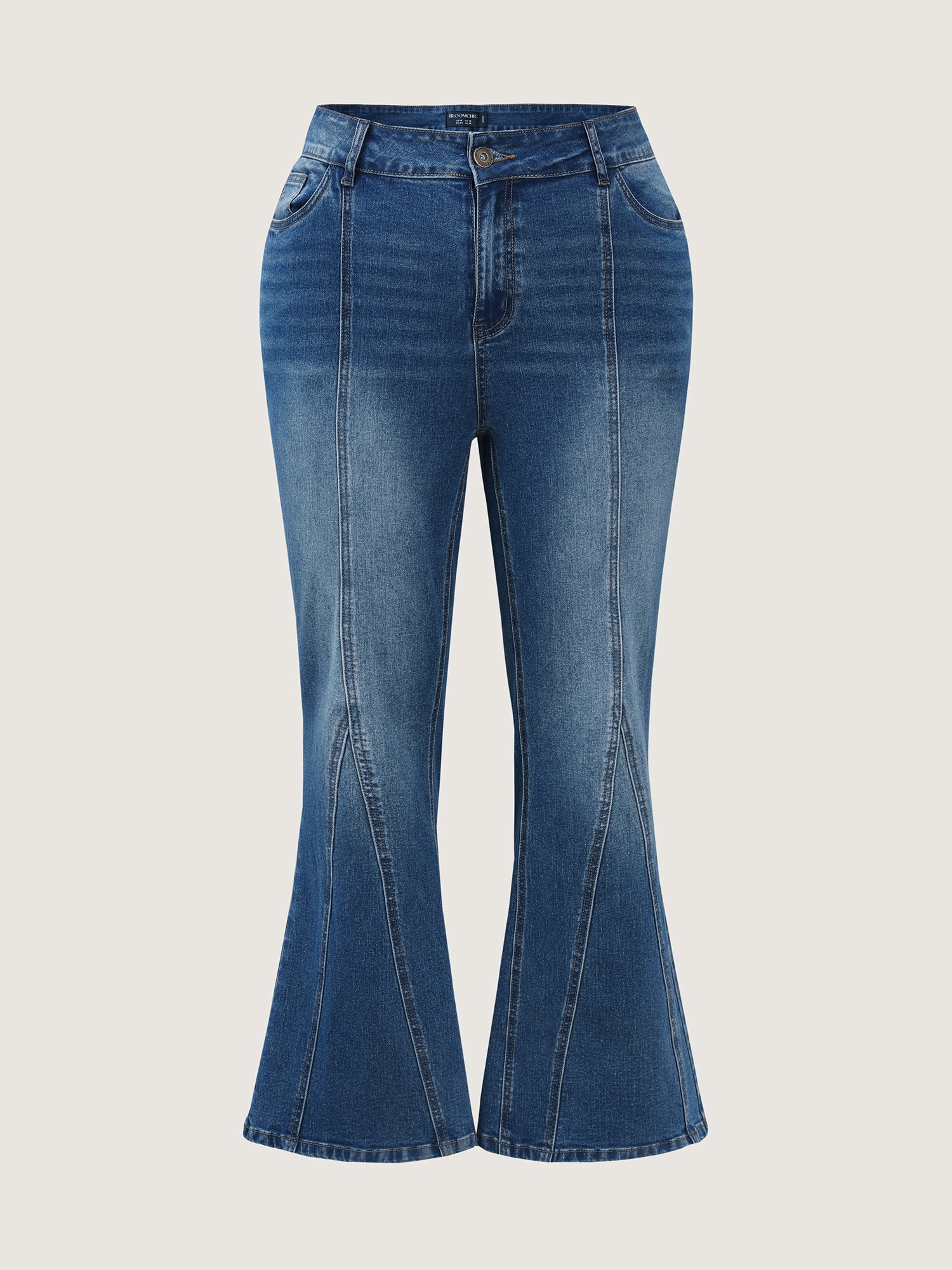 Stretchy Seamed Mid-Rise Flared Jeans