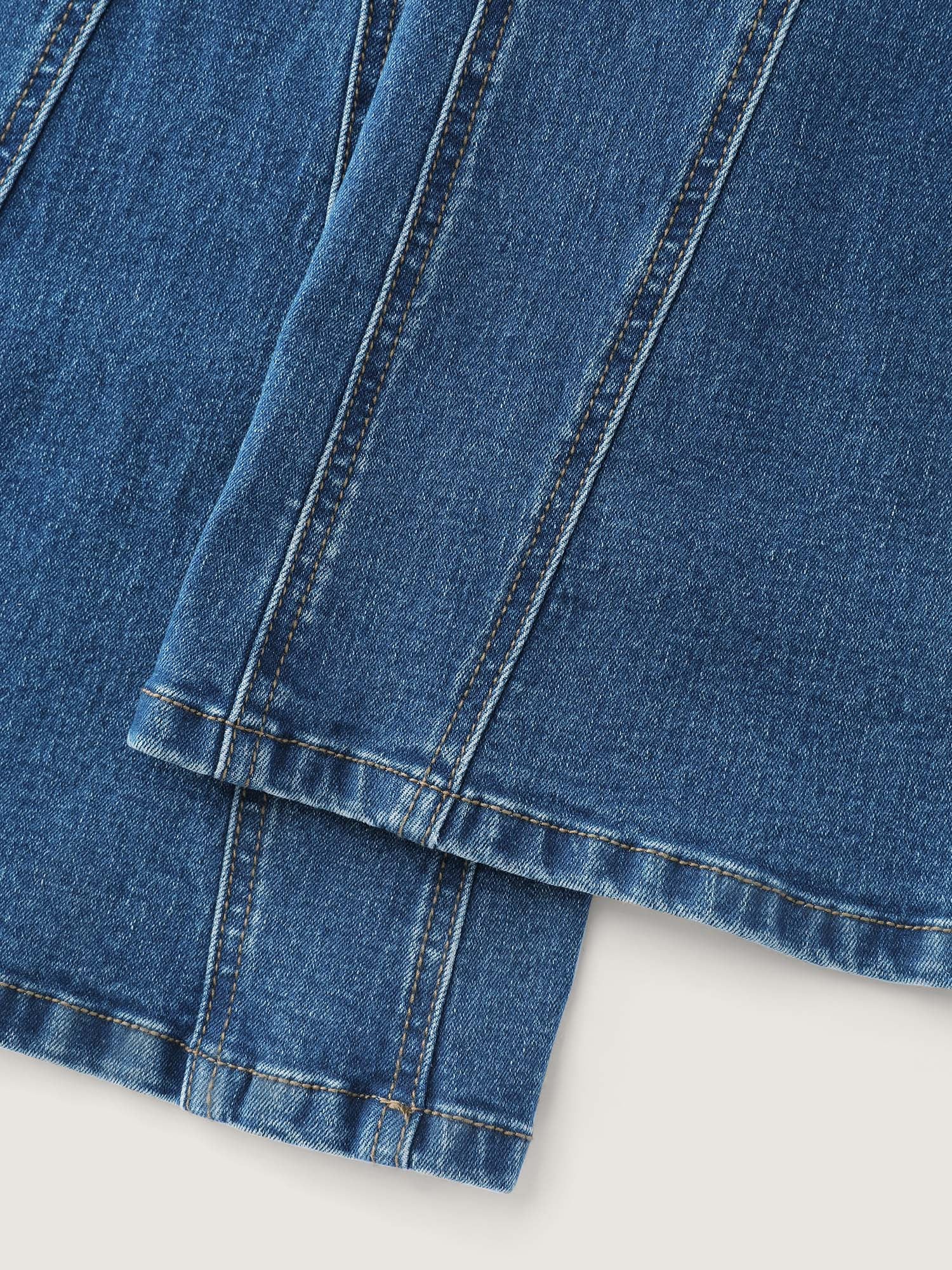 Stretchy Seamed Mid-Rise Flared Jeans