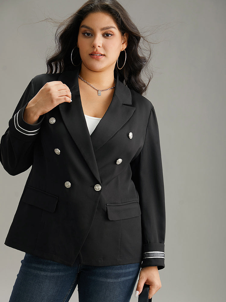 Suit Collar Metal Detail Patchwork Blazer