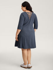 Heather Back Cut-Out Solid Midi Dress