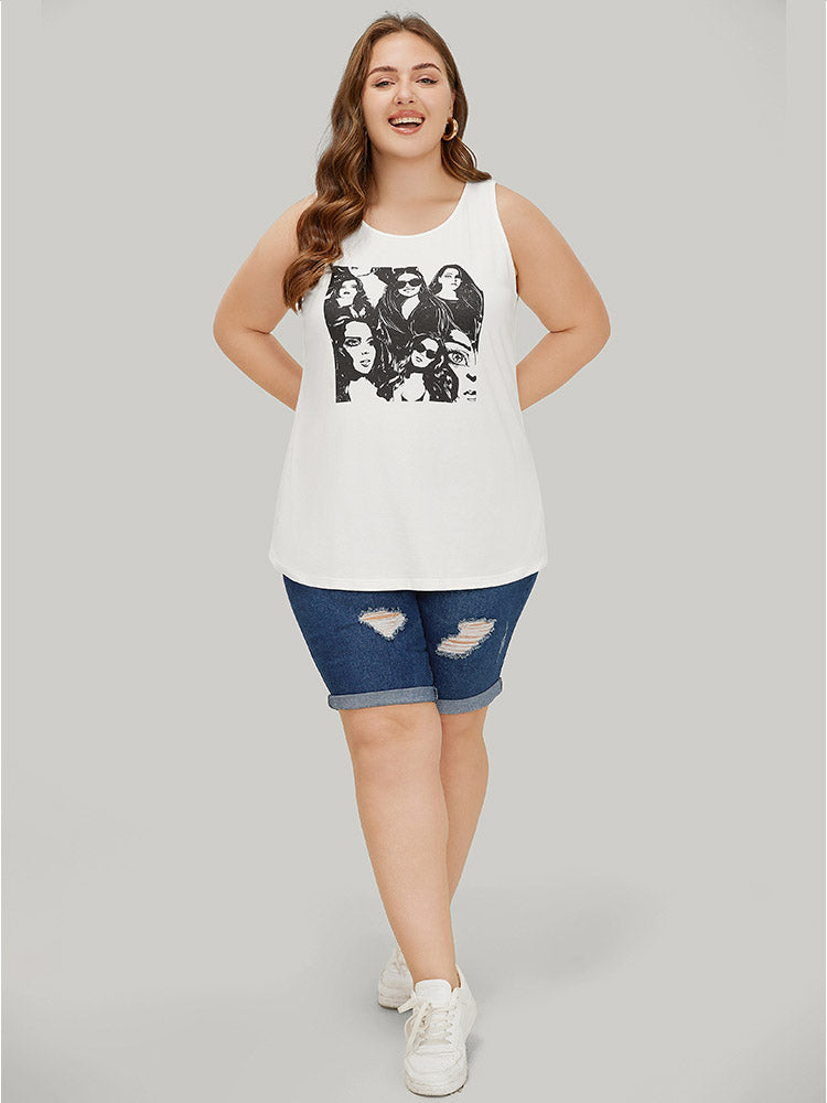 Figure Print Sleeveless Tank Top
