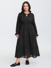 Ruffled Tiered Drawstring Neckline Maxi Dress