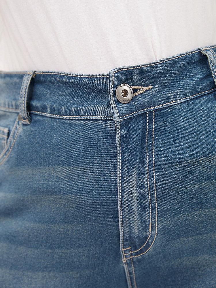 Skinny Very Stretchy High Rise Medium Wash Cropped Jeans