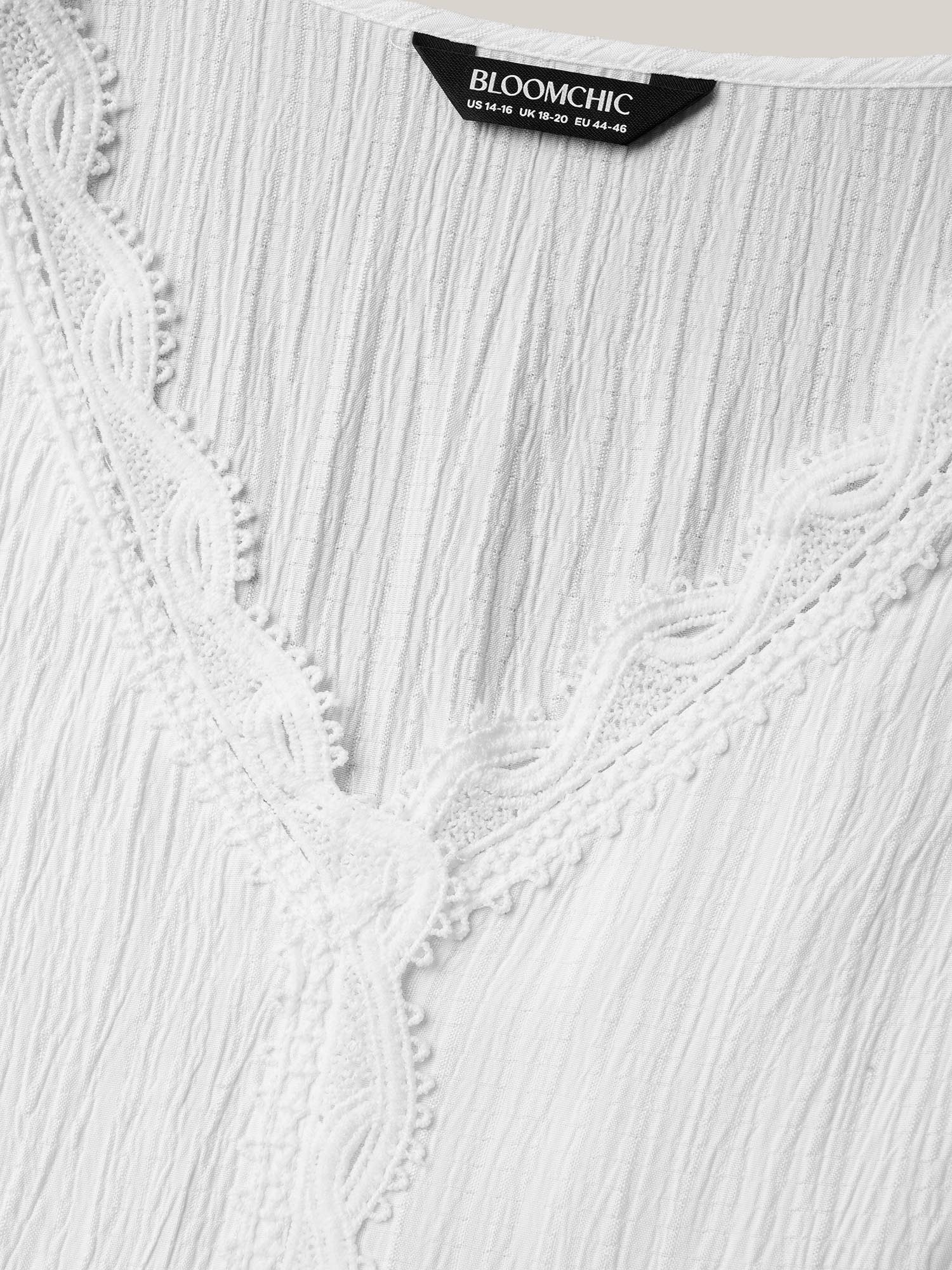 Scalloped Lace Textured Sheer Flared Shirt