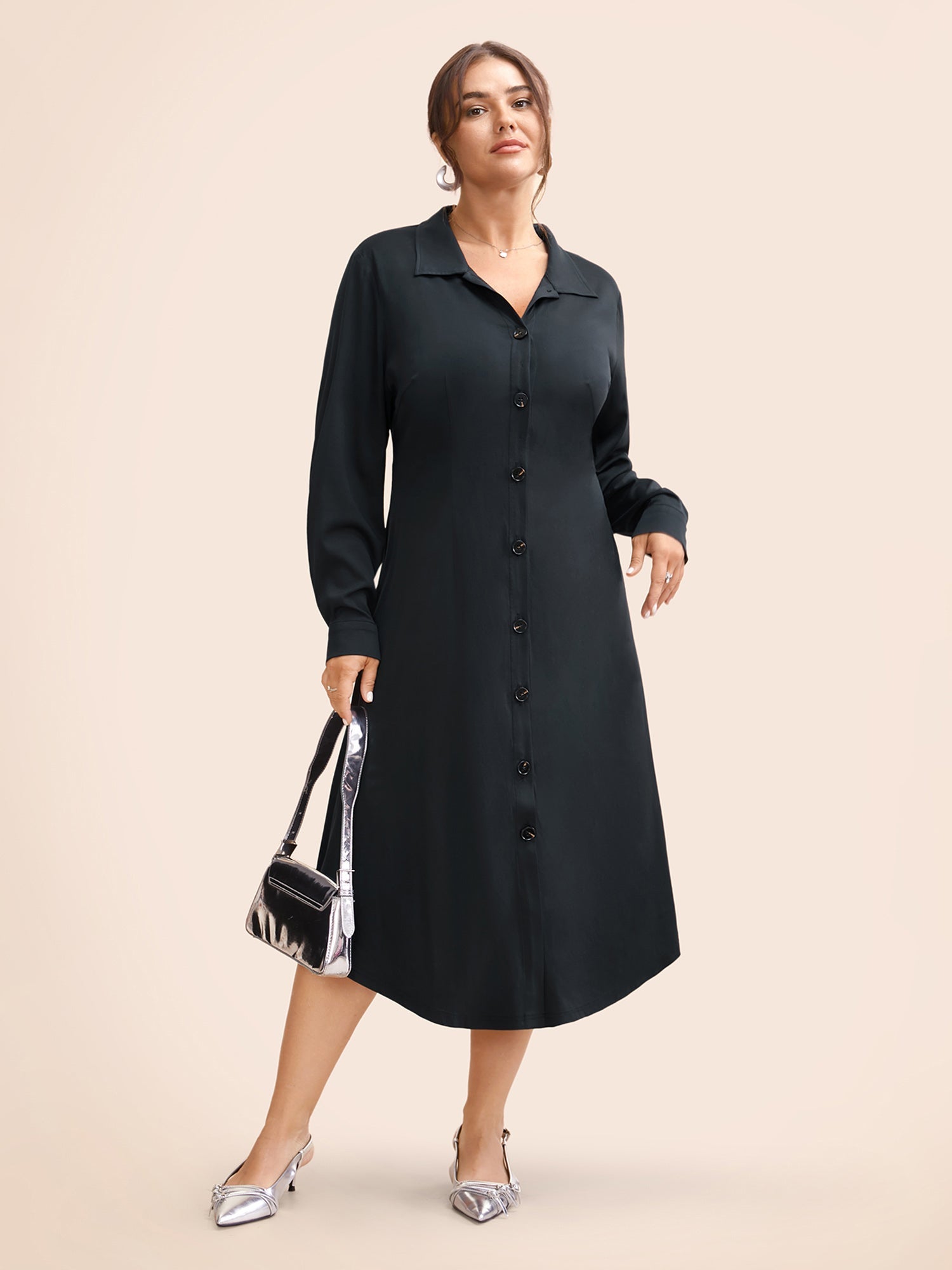 Stretch Woven Structured Midi Dress