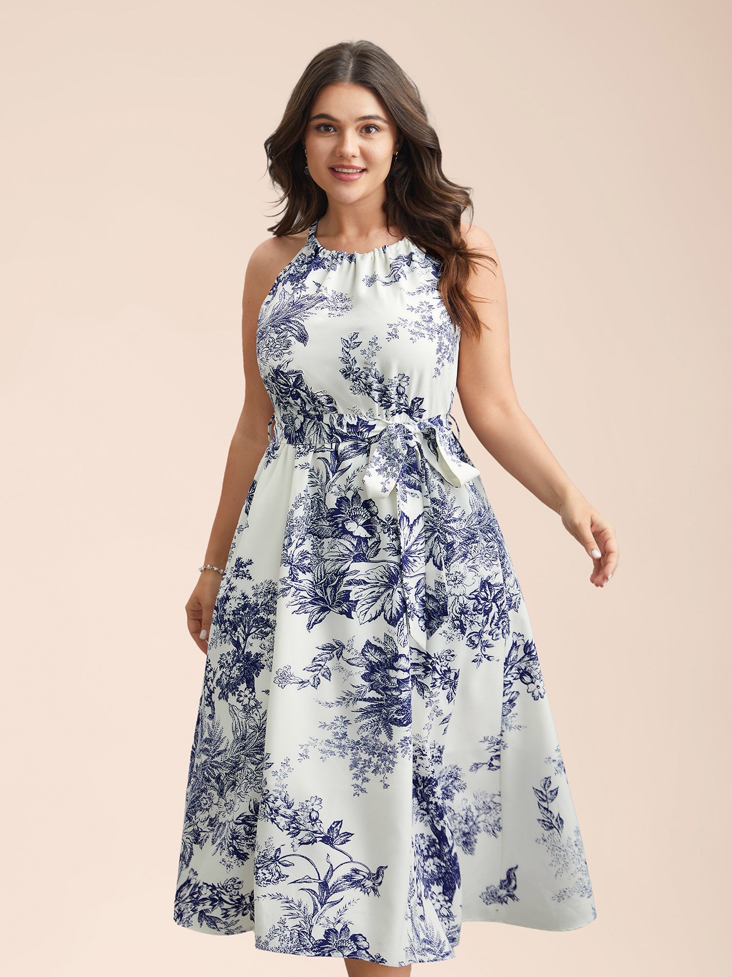 Spring Time Florals Sleeveless Midi Dress