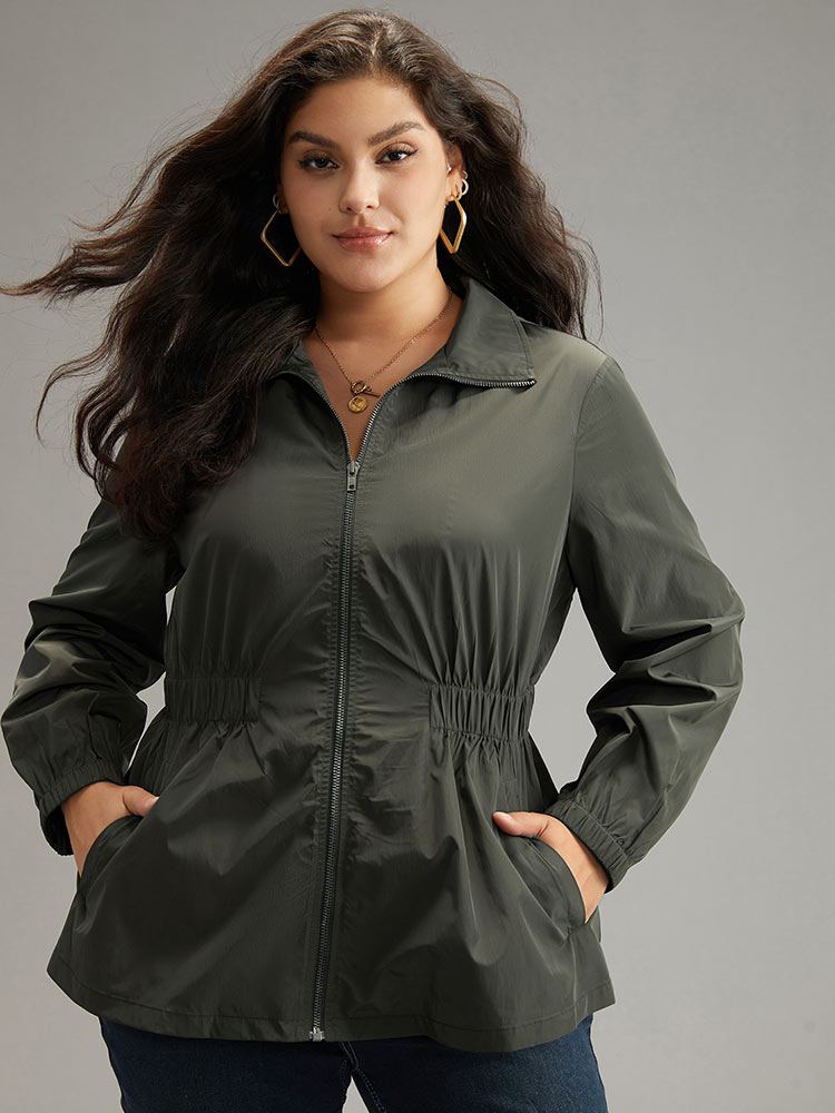 Wind-Resistant Waistline Inside Zipper Fly Windbreaker