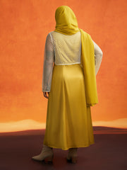 Sand-hued Textured Tri-Piece Dress