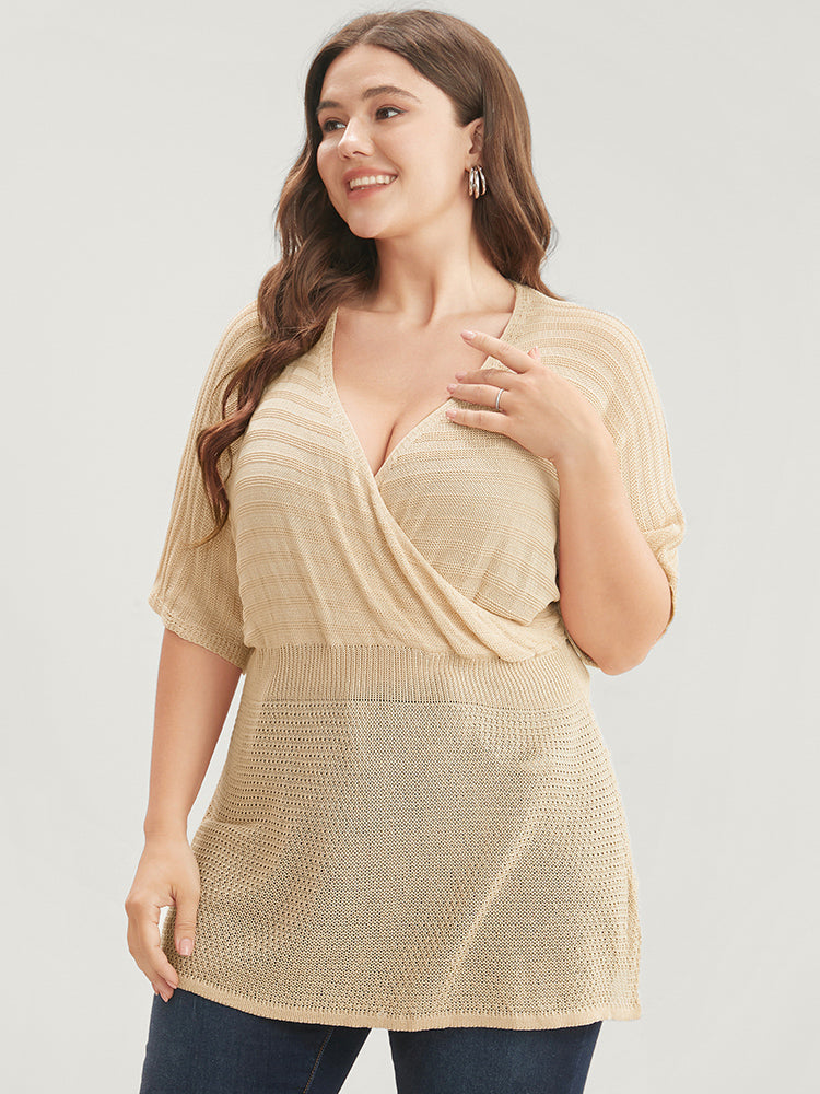 Plain Dolman Sleeve Wrap Knit Top