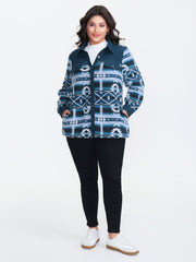 Geometric Print Button Jacket