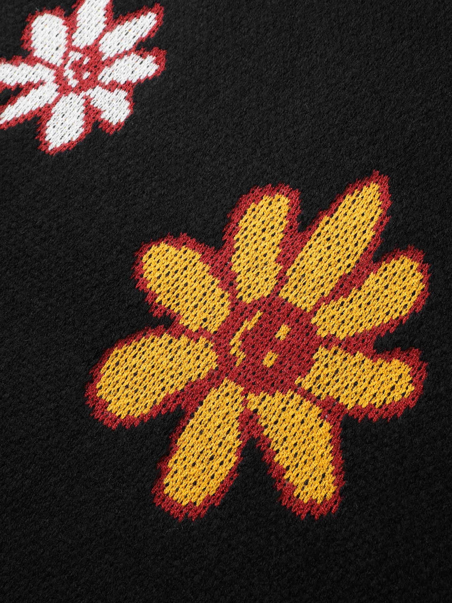 Floral Mushroom Print Jacquard Pullover