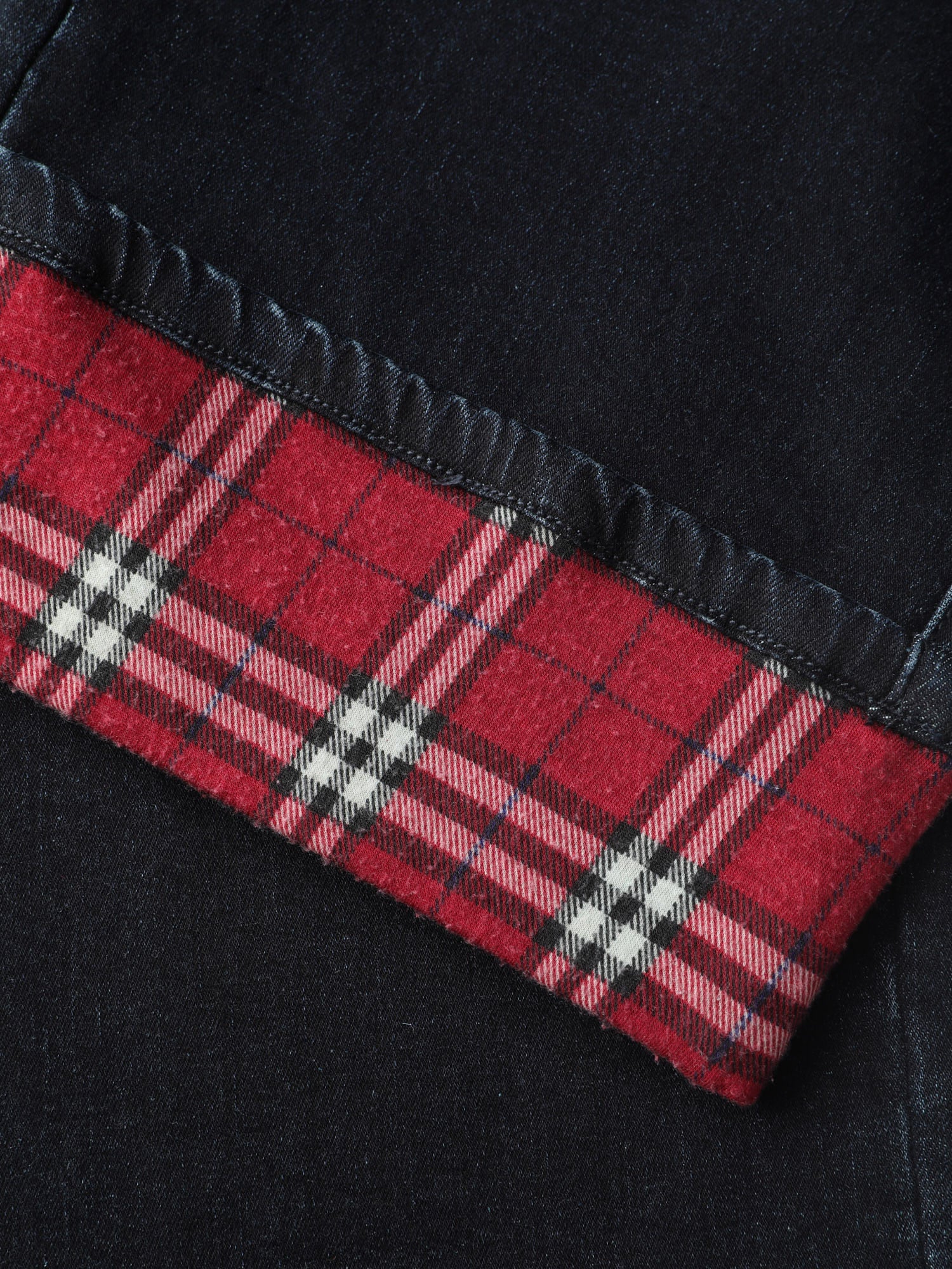 Stretchy Plaid Straight-Leg Jeans