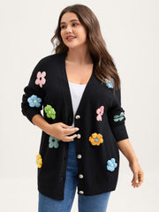 3D Floral Jacquard Embroidery Knit Cardigan
