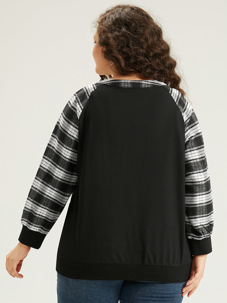 Plaid Patchwork Pocket Zipper Fly Jacket