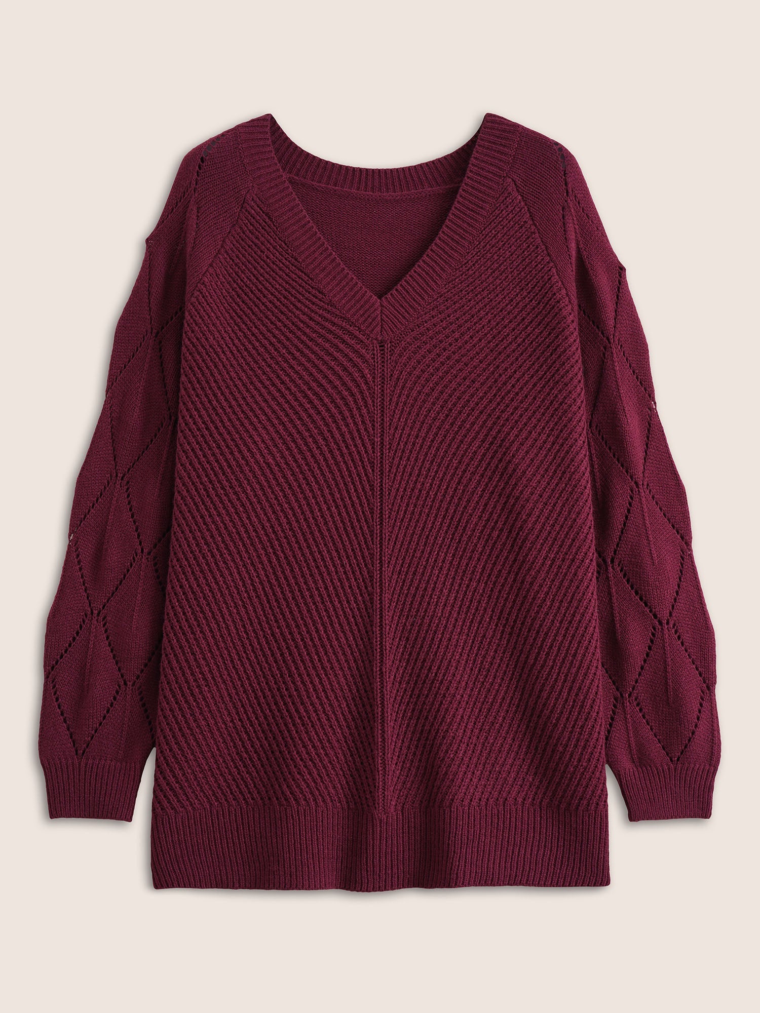 Solid Hollow Out Raglan Sleeve Pullover