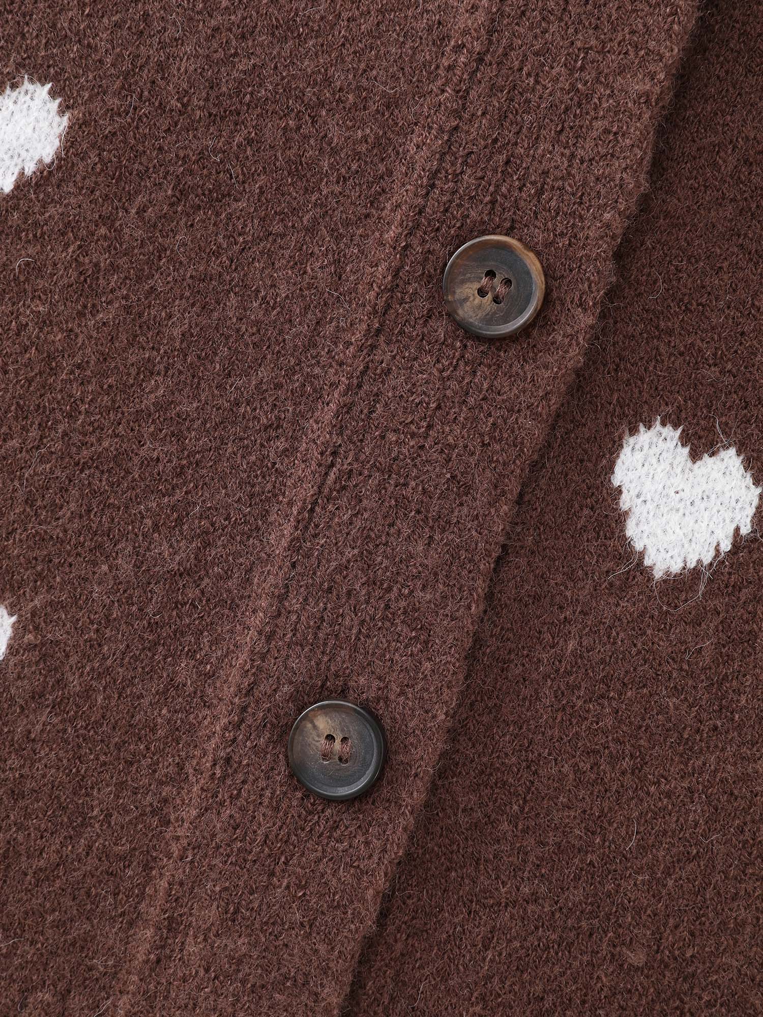 Heart Print Button Front Cardigan Vest