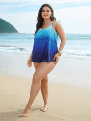 Gradient Sea Print Adjustable Swim Top