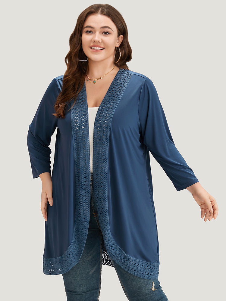 Supersoft Essentials Plain Lace Patchwork Open Front Kimono