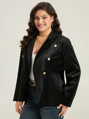 Velvet Lapel Collar Metai Detail Blazer