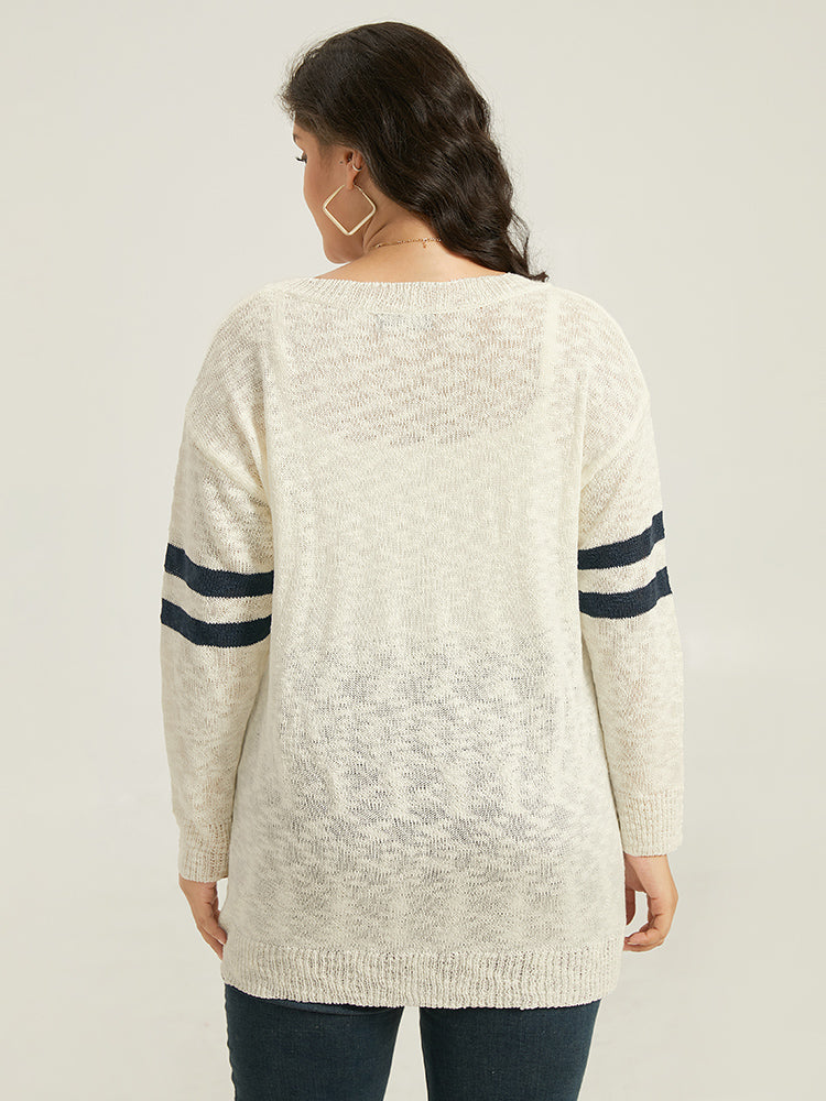 Star & Striped Print Drop Shoulder Pullover
