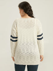 Star & Striped Print Drop Shoulder Pullover