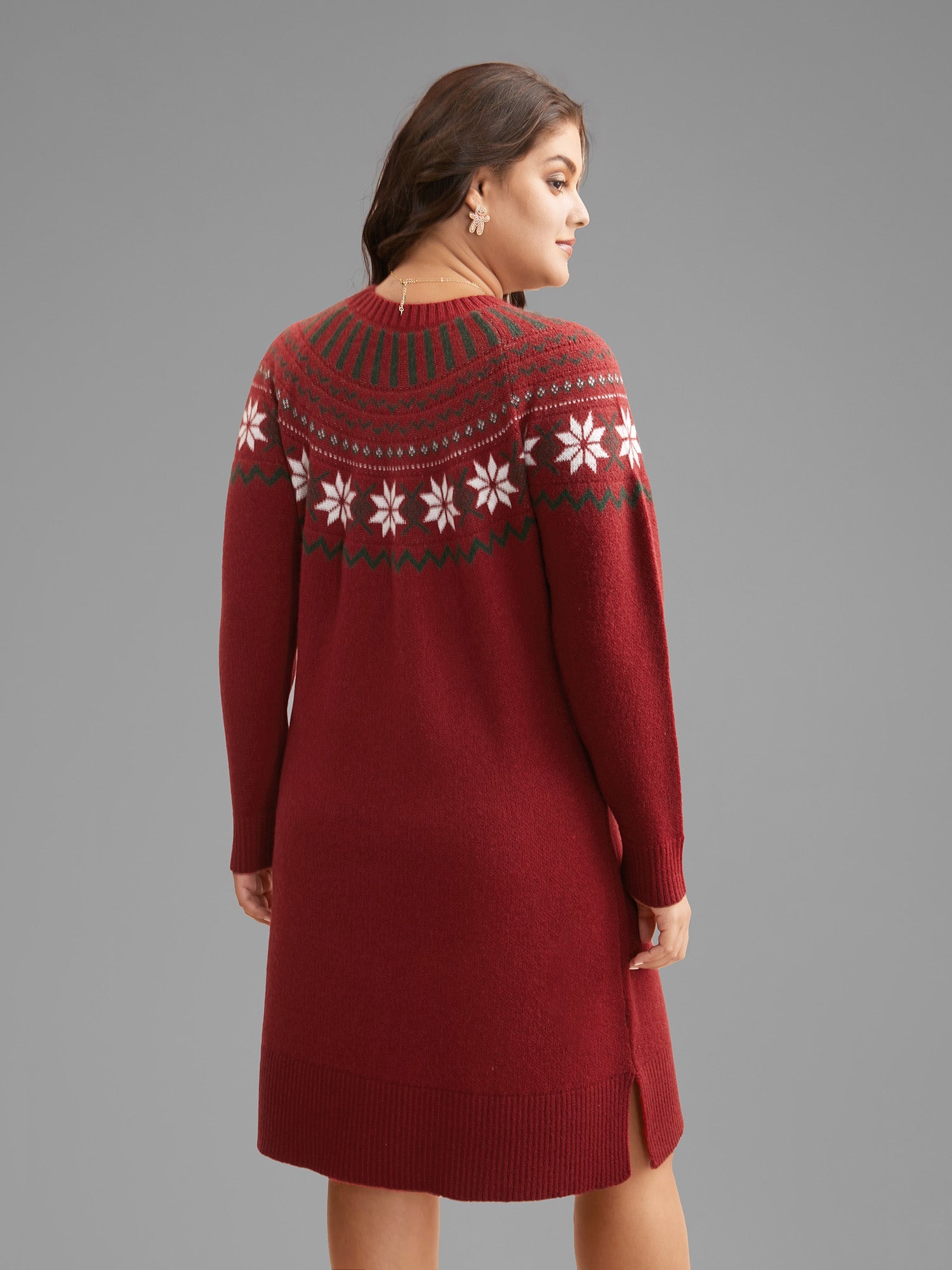 Fair Isle Geometric Midi Sweater Dress