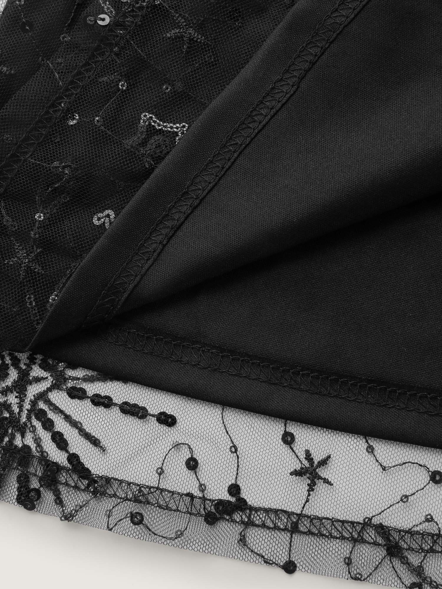 Sequin Embroidery Triangular Waist Maxi Dress