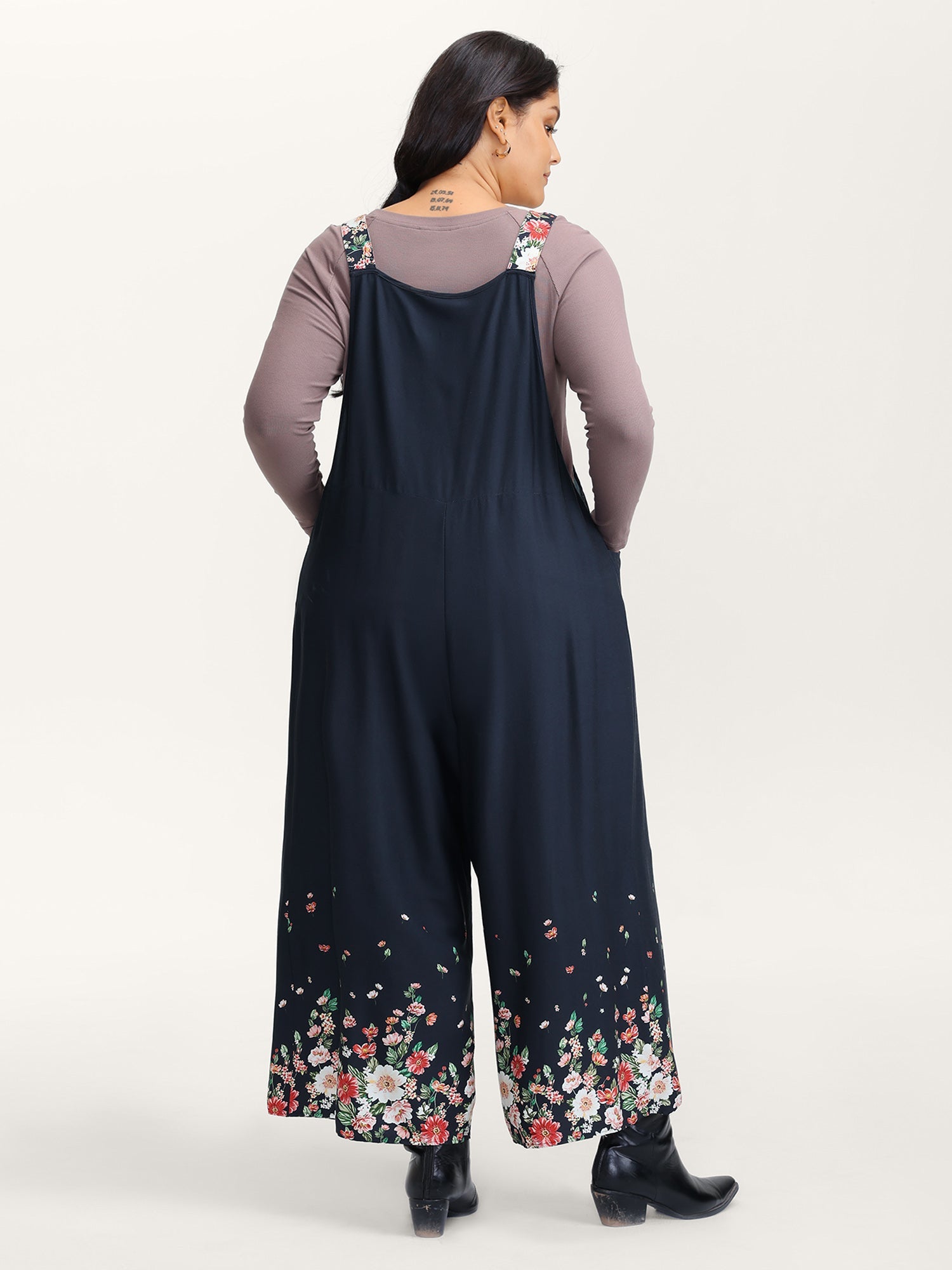 Floral Print Pockets Casual Jumpsuit