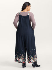 Floral Print Pockets Casual Jumpsuit