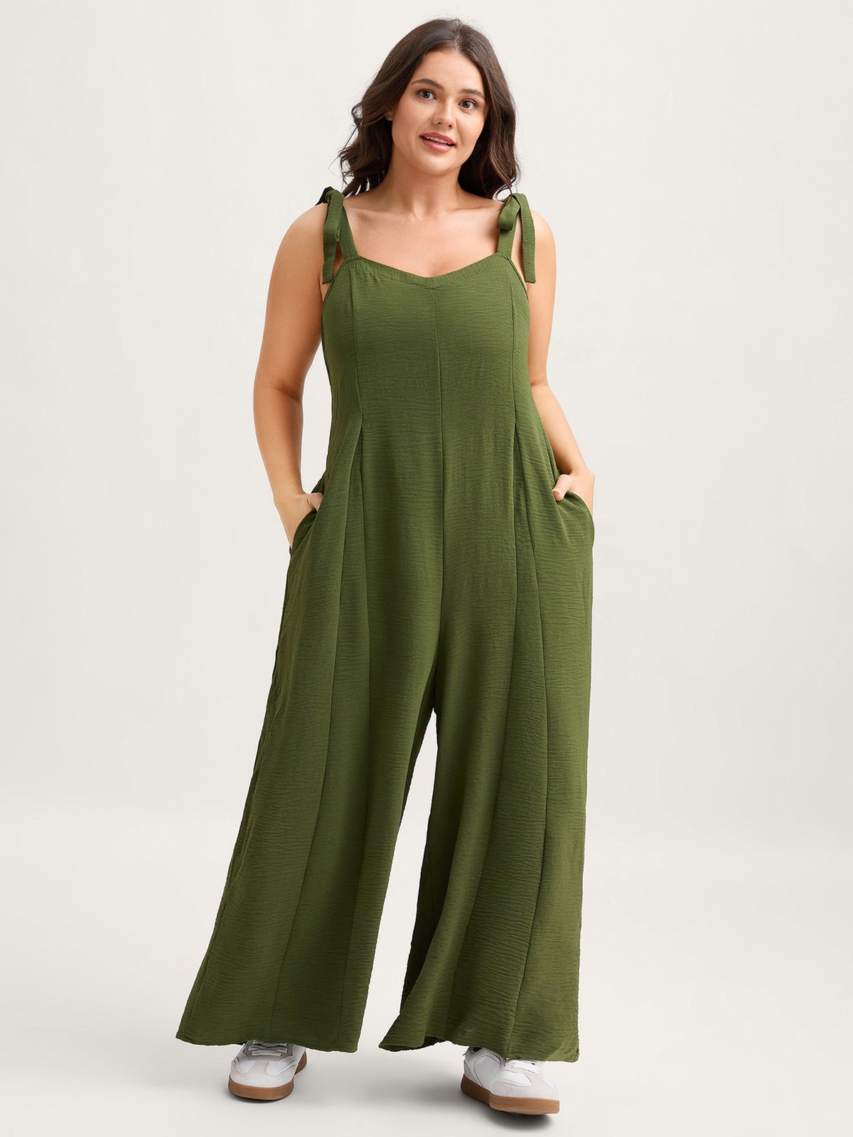 Shoulder Bowknot Wide-Leg Jumpsuit